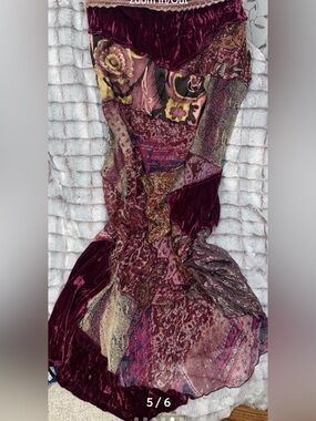 Y2K Cache Burgundy and Pink Patchwork Maxi skirt